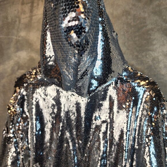 Women Shiny Sparkle Jacket Hooded Sequin Long Sleeve Coat Festival Party 2X - Picture 7 of 10